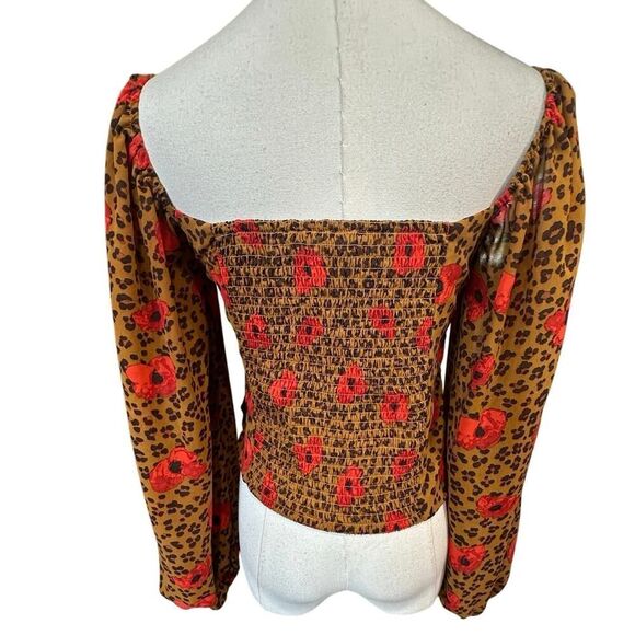 ASTR The Label Animal Print Floral Crop Top Mob Wife Office Siren Size Small - Picture 8 of 16